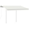 Auvent rétractable automatique et poteaux 3x2,5 m Crème 
