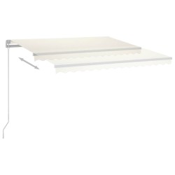 Auvent rétractable automatique et poteaux 3x2,5 m Crème 