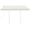 Auvent rétractable automatique et poteaux 3x2,5 m Crème 