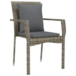 Ensemble à manger de jardin 5 pcs coussins gris résine tressée 