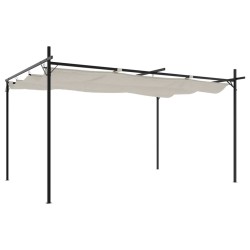 Pergola avec toit rétractable crème 395x292x230 cm 