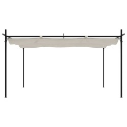 Pergola avec toit rétractable crème 395x292x230 cm 