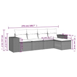 Salon de jardin 5 pcs avec coussins gris résine tressée 