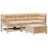 Salon de jardin 4 pcs avec coussins Bois de pin massif 