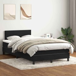 Sommier à lattes de lit avec matelas noir 120x210 cm velours 
