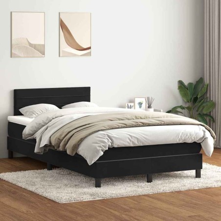 Sommier à lattes de lit avec matelas noir 120x210 cm velours 