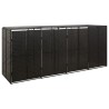 Abri pour poubelle quadruple Noir 274x80x117 cm Résine tressée 