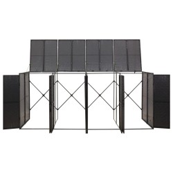 Abri pour poubelle quadruple Noir 274x80x117 cm Résine tressée 