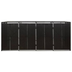 Abri pour poubelle quadruple Noir 274x80x117 cm Résine tressée 