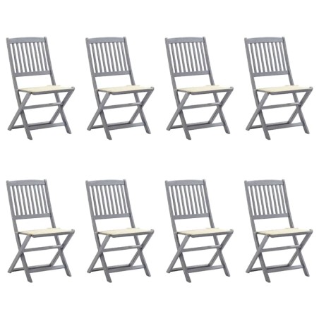 Chaises pliables d'extérieur lot de 8 et coussins Bois d'acacia 