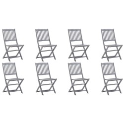 Chaises pliables d'extérieur lot de 8 et coussins Bois d'acacia 