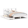 Lit bibliothèque sans matelas blanc 150x200 cm bois pin massif 