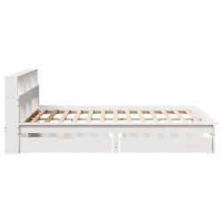 Lit bibliothèque sans matelas blanc 150x200 cm bois pin massif 