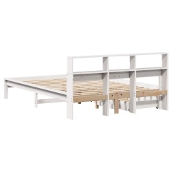 Lit bibliothèque sans matelas blanc 150x200 cm bois pin massif 