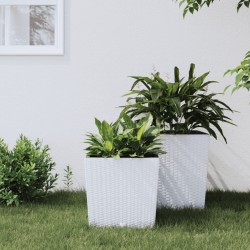 Jardinière et intérieur amovible blanc 21 /32 L rotin PP 