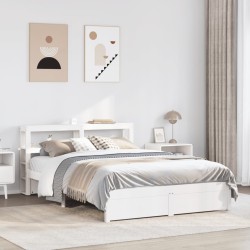 Cadre de lit avec tête de lit sans matelas blanc 160x200 cm 