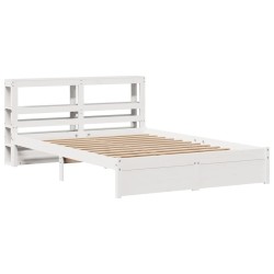 Cadre de lit avec tête de lit sans matelas blanc 160x200 cm 