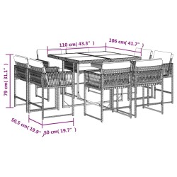 Ensemble à manger de jardin et coussins 9 pcs mélange beige 