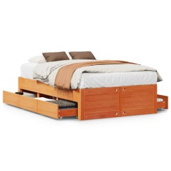 Cadre de lit sans matelas avec tiroirs 135x190 cm bois de pin 