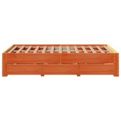 Cadre de lit sans matelas avec tiroirs 135x190 cm bois de pin 