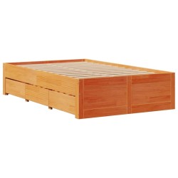 Cadre de lit sans matelas avec tiroirs 135x190 cm bois de pin 