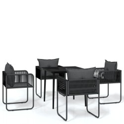 Ensemble à manger de jardin 5 pcs Noir 