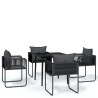 Ensemble à manger de jardin 5 pcs Noir 