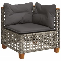 Salon de jardin 5 pcs avec coussins gris résine tressée 