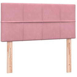 Sommier à lattes de lit avec matelas rose 100x220 cm velours 