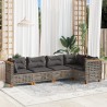 Salon de jardin 5 pcs avec coussins gris résine tressée 