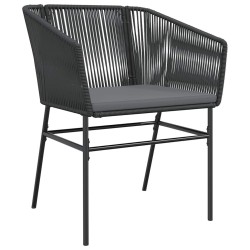 Ensemble à manger de jardin et coussins 5 pcs noir rotin verre 