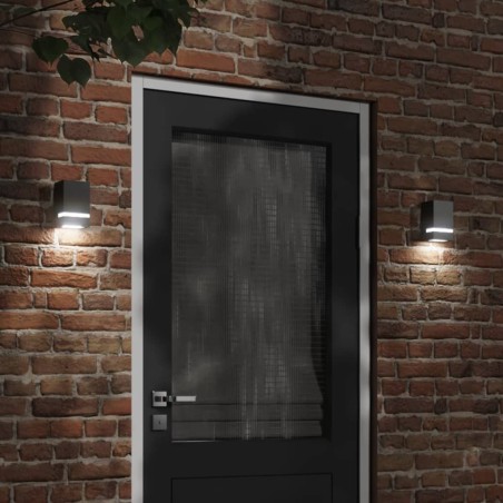 Appliques murales d'extérieur 2 pcs noir acier inoxydable 