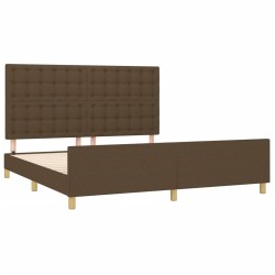 Cadre de lit sans matelas marron foncé tissu 
