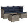 Salon de jardin 5 pcs avec coussins gris résine tressée 