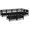Salon de jardin 7 pcs Bois de pin massif Noir 