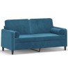 Canapé 2 places avec oreillers décoratifs bleu 140 cm velours 