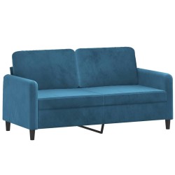 Canapé 2 places avec oreillers décoratifs bleu 140 cm velours 