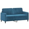 Canapé 2 places avec oreillers décoratifs bleu 140 cm velours 