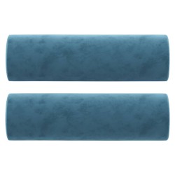 Canapé 2 places avec oreillers décoratifs bleu 140 cm velours 