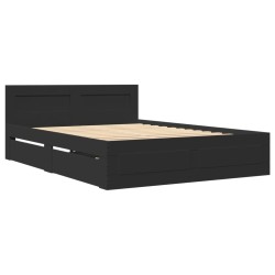 Cadre de lit avec tête de lit sans matelas noir 140x200 cm 