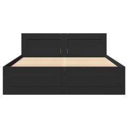 Cadre de lit avec tête de lit sans matelas noir 140x200 cm 