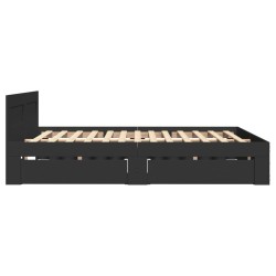 Cadre de lit avec tête de lit sans matelas noir 140x200 cm 