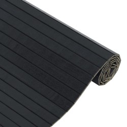 Tapis rectangulaire noir 100x200 cm bambou 