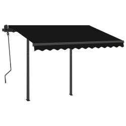 Auvent manuel rétractable avec poteaux 3x2,5 m Anthracite 