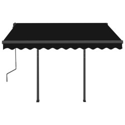 Auvent manuel rétractable avec poteaux 3x2,5 m Anthracite 