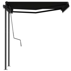 Auvent manuel rétractable avec poteaux 3x2,5 m Anthracite 