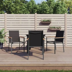 Ensemble à manger de jardin 5 pcs noir textilène et acier 