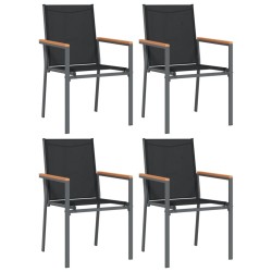Ensemble à manger de jardin 5 pcs noir textilène et acier 