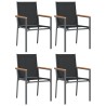 Ensemble à manger de jardin 5 pcs noir textilène et acier 