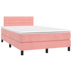 Sommier à lattes de lit avec matelas rose 120x190 cm velours 